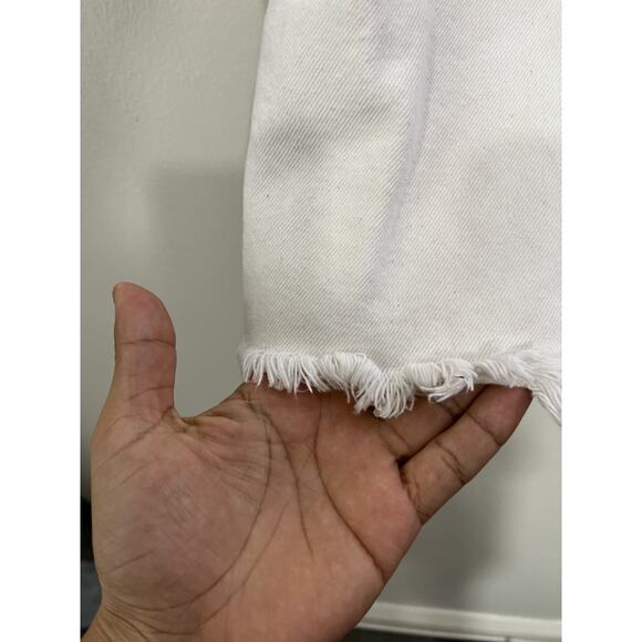 Free People Mambo Slit Denim Midi Skirt white Wash Jean Fray Hem 31 Y2K Minimal - Picture 10 of 16